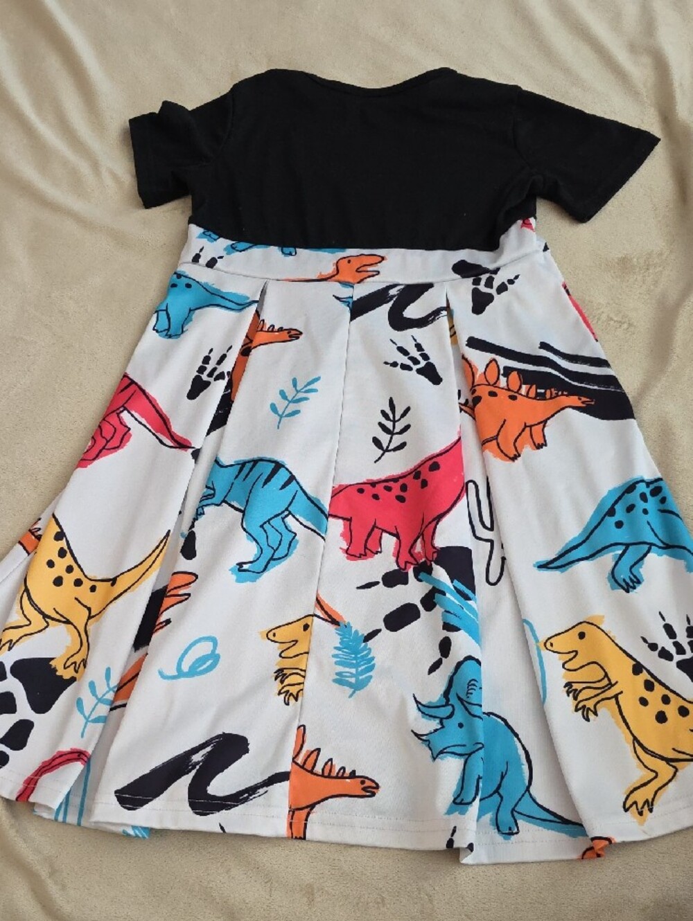 Black Top Dinosaur Print Kids Dress - Picture 6 of 6